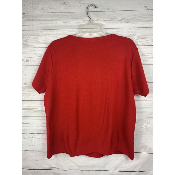 White Stag Sweater Womens XL Support Our Troops Ribbon Red Short Sleeve Knit - Picture 3 of 4